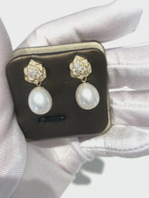 Load and play video in Gallery viewer, Sterling Silver Golden Rose Finest Freshwater Pearl Earrings
