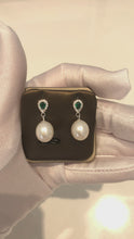 Load and play video in Gallery viewer, Green Stone Finest Tear Drop Pearl Earrings
