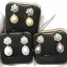 Load image into Gallery viewer, Sterling Silver Rose Finest Freshwater Pearl Earrings
